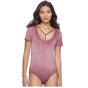 Mudd Cotton Y Neck Detail Bodysuit Size XL